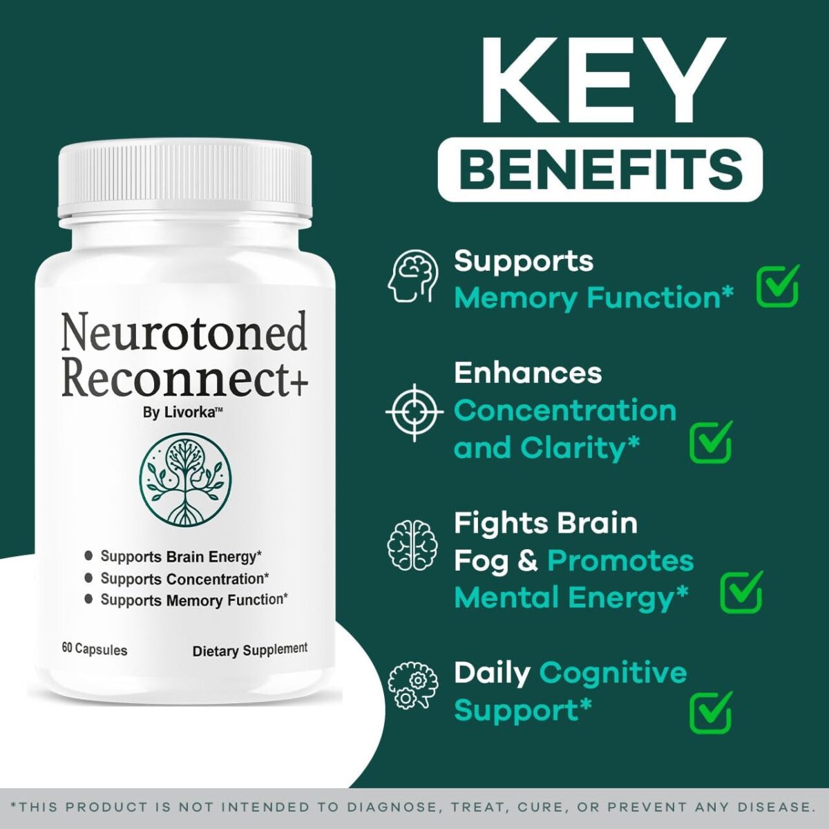 Neurotoned Reconnect Plus - Official Neurotoned Reconnect + Premium Formula Supplement Capsules, NeurotonedReconnect Plus Natural Daily Support Brain & Memory Focus, 60 Capsules for 1 Month - Image 4