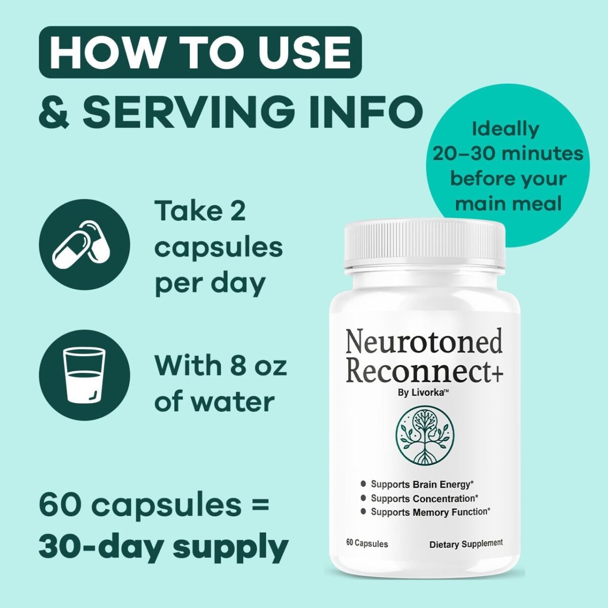 Neurotoned Reconnect Plus - Official Neurotoned Reconnect + Premium Formula Supplement Capsules, NeurotonedReconnect Plus Natural Daily Support Brain & Memory Focus, 60 Capsules for 1 Month - Image 5