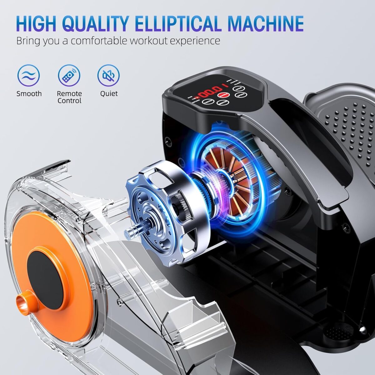 Under Desk Elliptical Machine, Ellipse Leg Exerciser as Seen on Tv for Seniors Fully Assembled, Quiet & Portable Electric Seated Pedal Exerciser with Remote Control & 12 Adjustable Speeds - Image 3