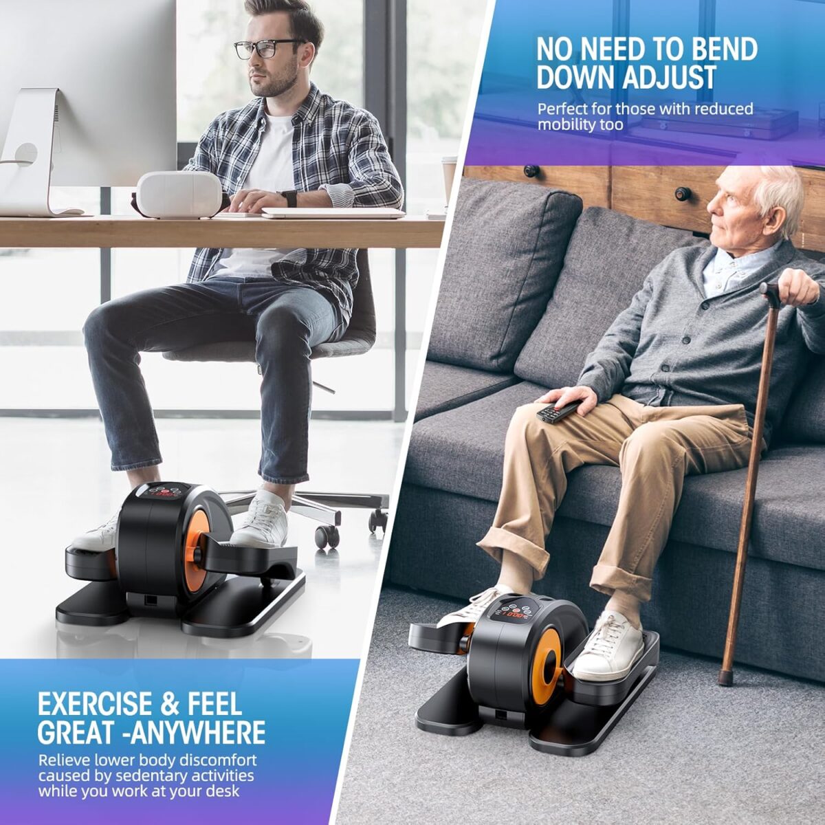 Under Desk Elliptical Machine, Ellipse Leg Exerciser as Seen on Tv for Seniors Fully Assembled, Quiet & Portable Electric Seated Pedal Exerciser with Remote Control & 12 Adjustable Speeds - Image 7