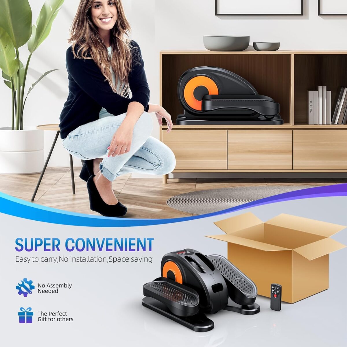 Under Desk Elliptical Machine, Ellipse Leg Exerciser as Seen on Tv for Seniors Fully Assembled, Quiet & Portable Electric Seated Pedal Exerciser with Remote Control & 12 Adjustable Speeds - Image 8