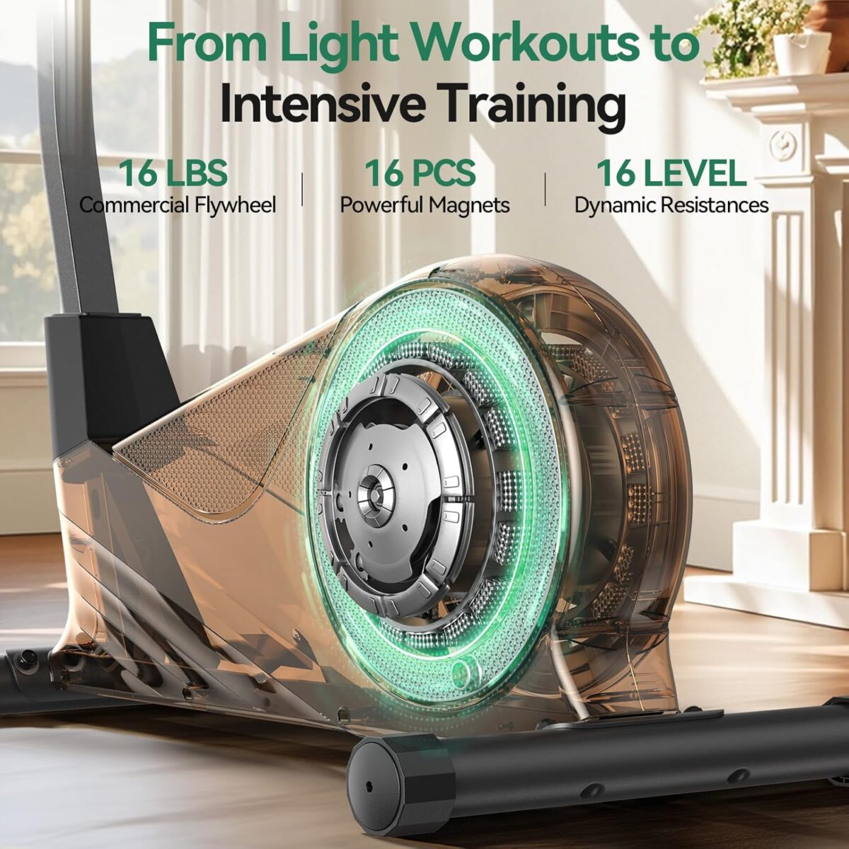 Niceday Elliptical Exercise Machine, Elliptical Machine for Home, Magnetic Elliptical Trainer with 15.5IN-19IN Stride, 16 Resistance Levels, 400LBS Loading Capacity, Support Kinomap APP - Image 4