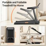 12% Incline Treadmill with Handle, 3-in-1 Portable Treadmills for Home and Office, Foldable Treadmills with 300 Lbs Weight Capacity, 3.0HP Quiet Walking Pad Treadmill, Three Touch Screen - Image 5