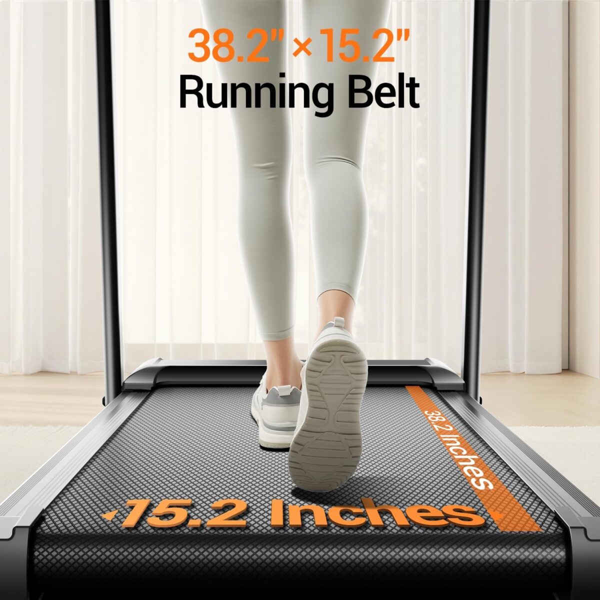12% Incline Treadmill with Handle, 3-in-1 Portable Treadmills for Home and Office, Foldable Treadmills with 300 Lbs Weight Capacity, 3.0HP Quiet Walking Pad Treadmill, Three Touch Screen - Image 8