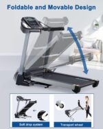Treadmill with 15% Auto Incline - 350 LBS Capacity, 3.5HP Electric Folding Treadmill Up to 10MPH Speed, Running Machine with 20" Wide Tread Belt & LCD Display for Home Use, Bluetooth Speaker - Image 8
