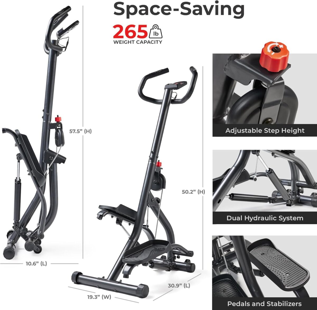Sunny Health & Fitness Stair Stepper w/Handlebar, Extended Step Range Climber Machine for Legs, Core and Glute Workouts, Connection with Free SunnyFit App - Image 7