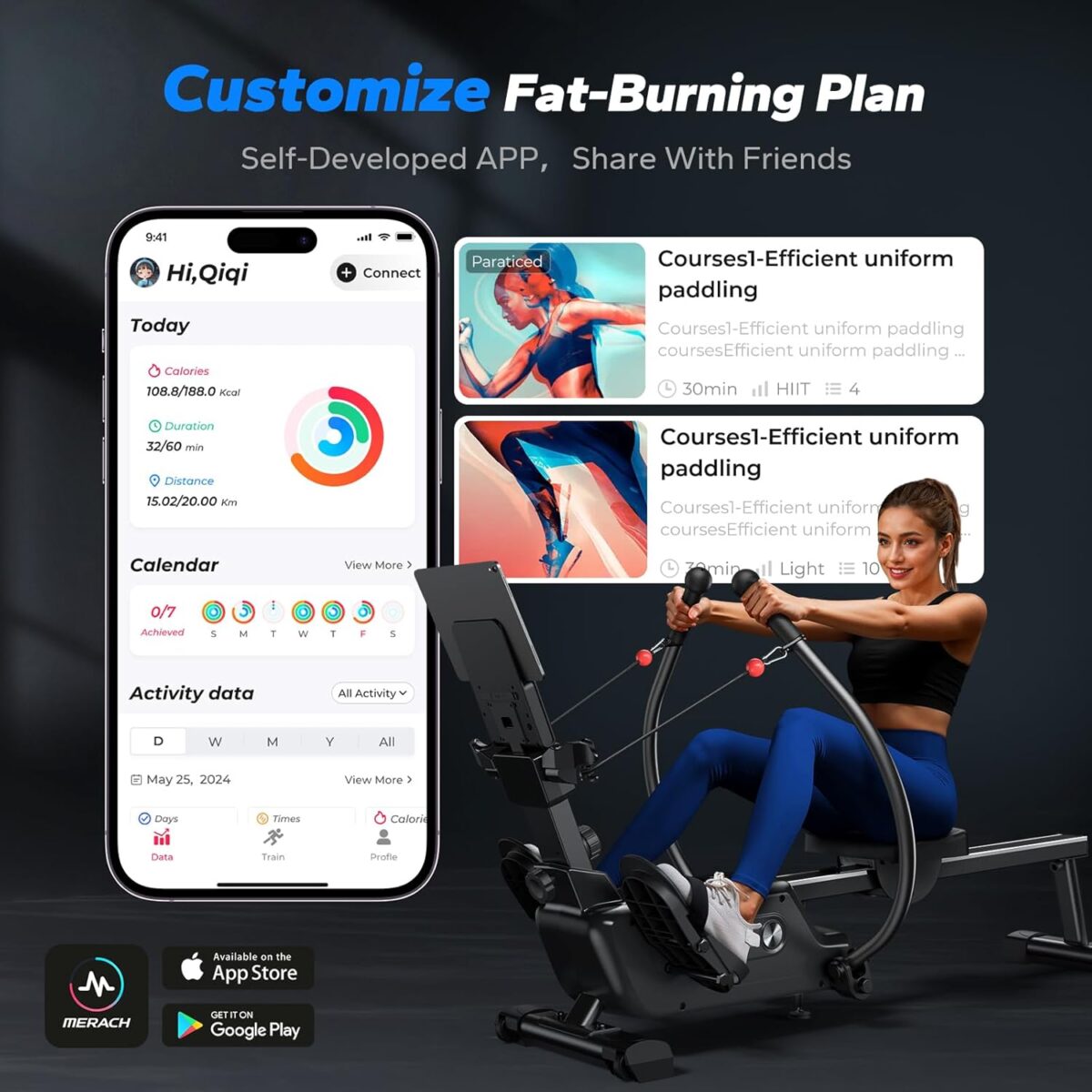 MERACH Sculls Rowing Machines for Home, Magnetic Rowing Machine with 16-Level, Simulate Real Row, Ultra-Quiet Rower, MERACH App and 1000+ Champion Coaching Course & Games - Image 8