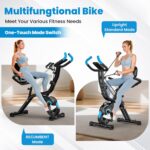 Foldable Exercise Bike, Multifunctional Indoor Stationary Bikes for Home with 8-Level Magnetic Resistance, Quiet Workout Bike with Arm Resistance Bands, LCD Monitor, 300LBS Capacity - Image 3