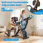 Foldable Exercise Bike, Multifunctional Indoor Stationary Bikes for Home with 8-Level Magnetic Resistance, Quiet Workout Bike with Arm Resistance Bands, LCD Monitor, 300LBS Capacity - Image 5