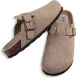 KIDMI Women's Genuine Suede Clogs Cork Footbed Sandals Leather Mules Potato Shoes with Arch Support - Image 7