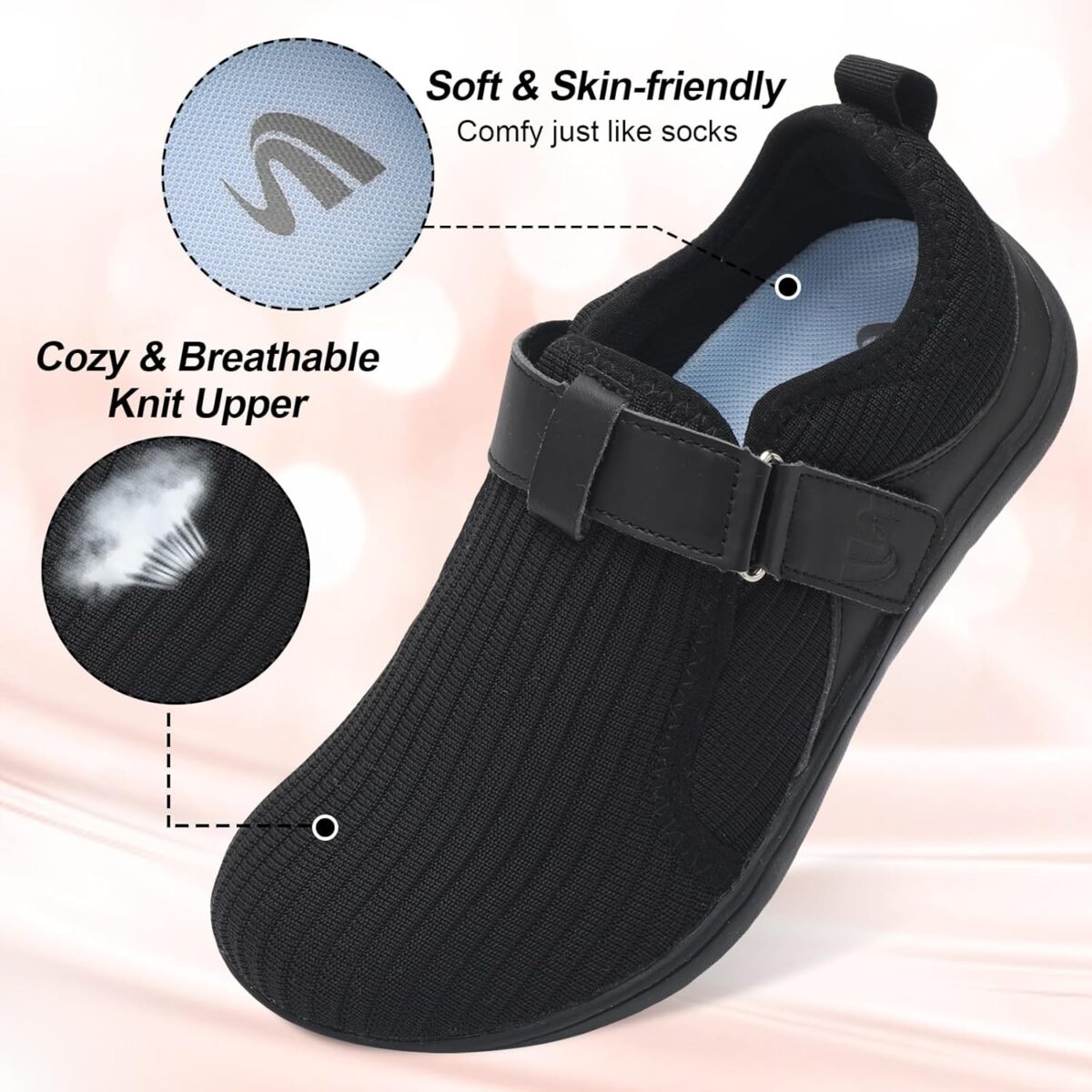 Spesoul Wide Womens Walking Shoes Adjustable Diabetic Shoes Breathable Zero Drop Barefoot Shoe Neuropathy Edema Nursing Shoe Wide Width Sneakers - Image 5