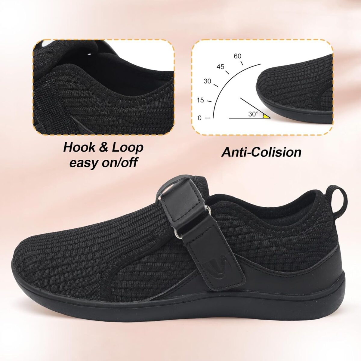Spesoul Wide Womens Walking Shoes Adjustable Diabetic Shoes Breathable Zero Drop Barefoot Shoe Neuropathy Edema Nursing Shoe Wide Width Sneakers - Image 6