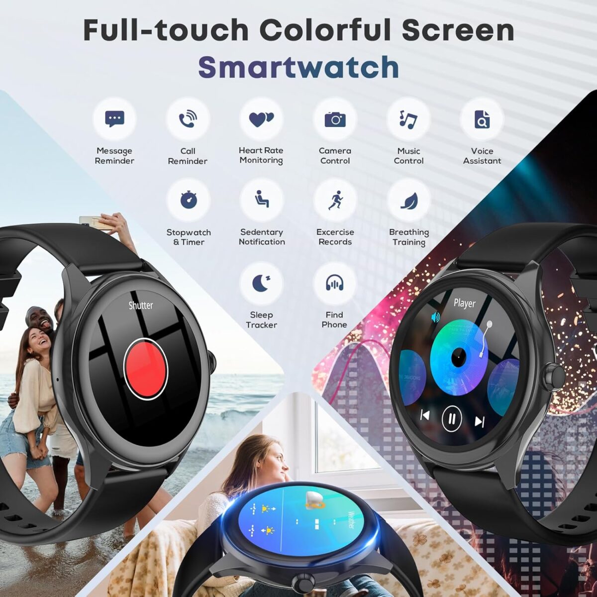Smart Watches for Women Men, 1.39" HD IPS Touchscreen Smartwatch with 120 Sports Modes, Heart Rate/Sleep Monitor, IP67 Waterproof, Bluetooth Call & Music Control for iPhone/Android (Black) - Image 3