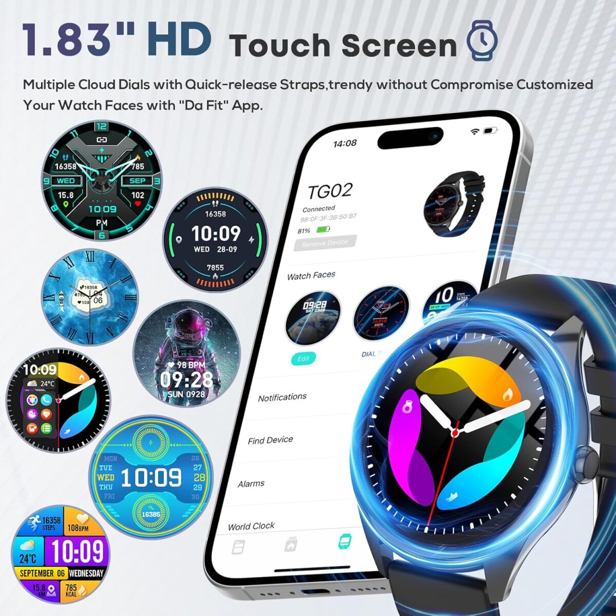 Smart Watches for Women Men, 1.39" HD IPS Touchscreen Smartwatch with 120 Sports Modes, Heart Rate/Sleep Monitor, IP67 Waterproof, Bluetooth Call & Music Control for iPhone/Android (Black) - Image 4