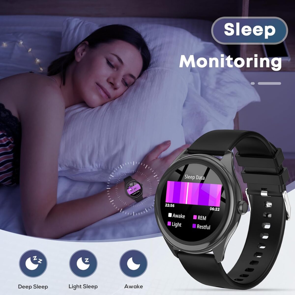 Smart Watches for Women Men, 1.39" HD IPS Touchscreen Smartwatch with 120 Sports Modes, Heart Rate/Sleep Monitor, IP67 Waterproof, Bluetooth Call & Music Control for iPhone/Android (Black) - Image 8