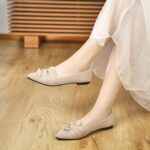 Flats for Womens Pointed Toe Ballet Flats with Bow Comfortable Knit Dressy Flats - Image 9