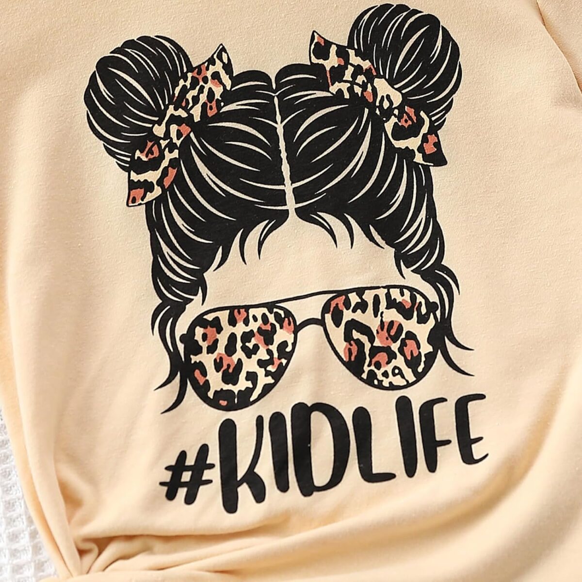 Kids Toddler Girl Clothes Letter Print Graphic Top + Leopard Print Flare Leg Pants 2PC Summer Clothing Set - Image 6