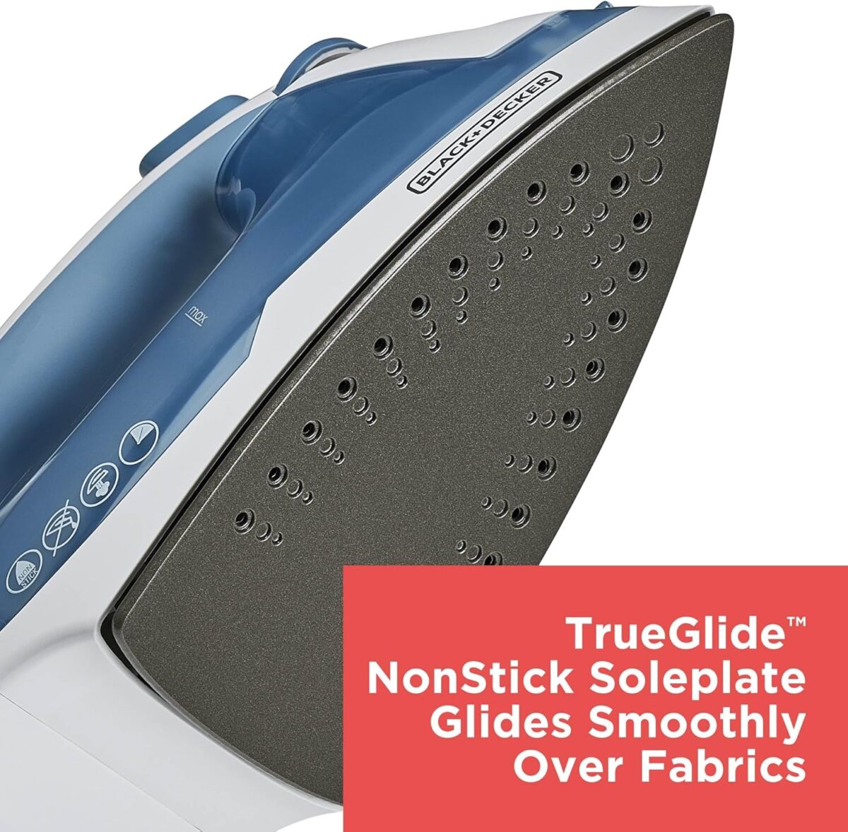 BLACK+DECKER Easy Steam Compact Iron for Clothes, Automatic Shutoff, Nonstick Plate, Light Weight, 1200 Watts - Image 5