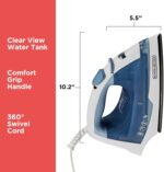 BLACK+DECKER Easy Steam Compact Iron for Clothes, Automatic Shutoff, Nonstick Plate, Light Weight, 1200 Watts - Image 9
