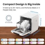 COMFEE' Countertop Dishwasher, Portable Dishwasher with 6L Built-in Water Tank, Mini Dishwasher with More Space Inside, 7 Programs, UV Hygiene& Auto Door Open, for Apartments, Dorms& RVs, White - Image 4