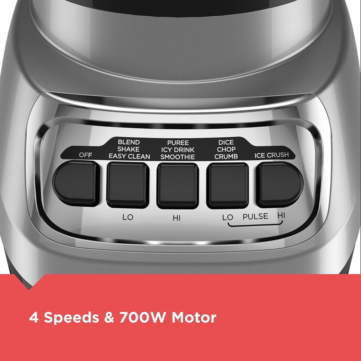 BLACK+DECKER PowerCrush Multi-Function Blender with 6-Cup Glass Jar, 4 Speed Settings, Silver - Image 4