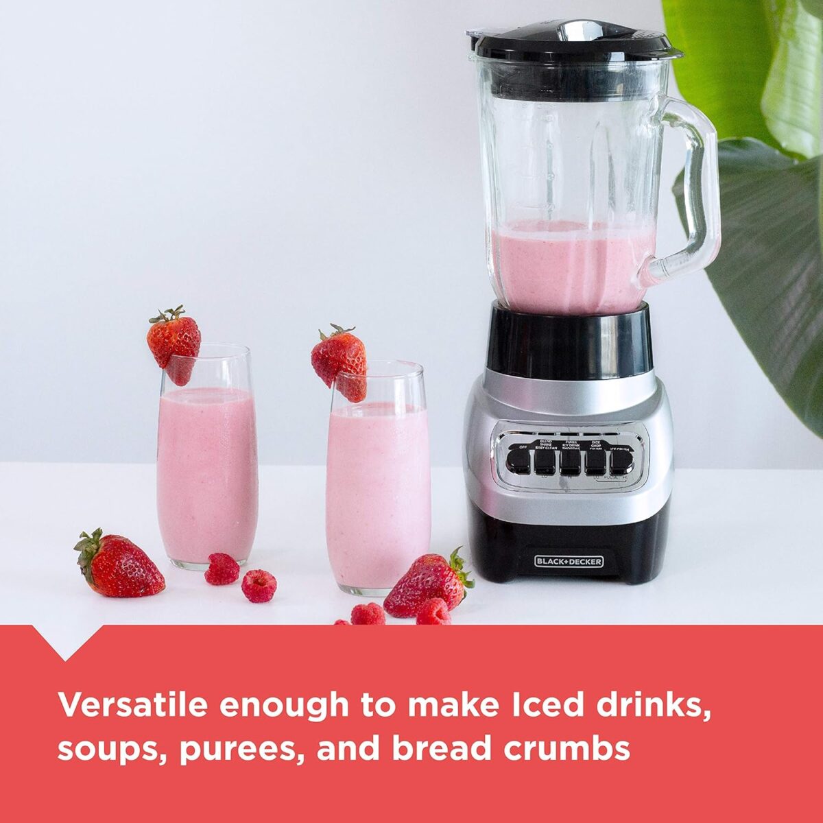 BLACK+DECKER PowerCrush Multi-Function Blender with 6-Cup Glass Jar, 4 Speed Settings, Silver - Image 6
