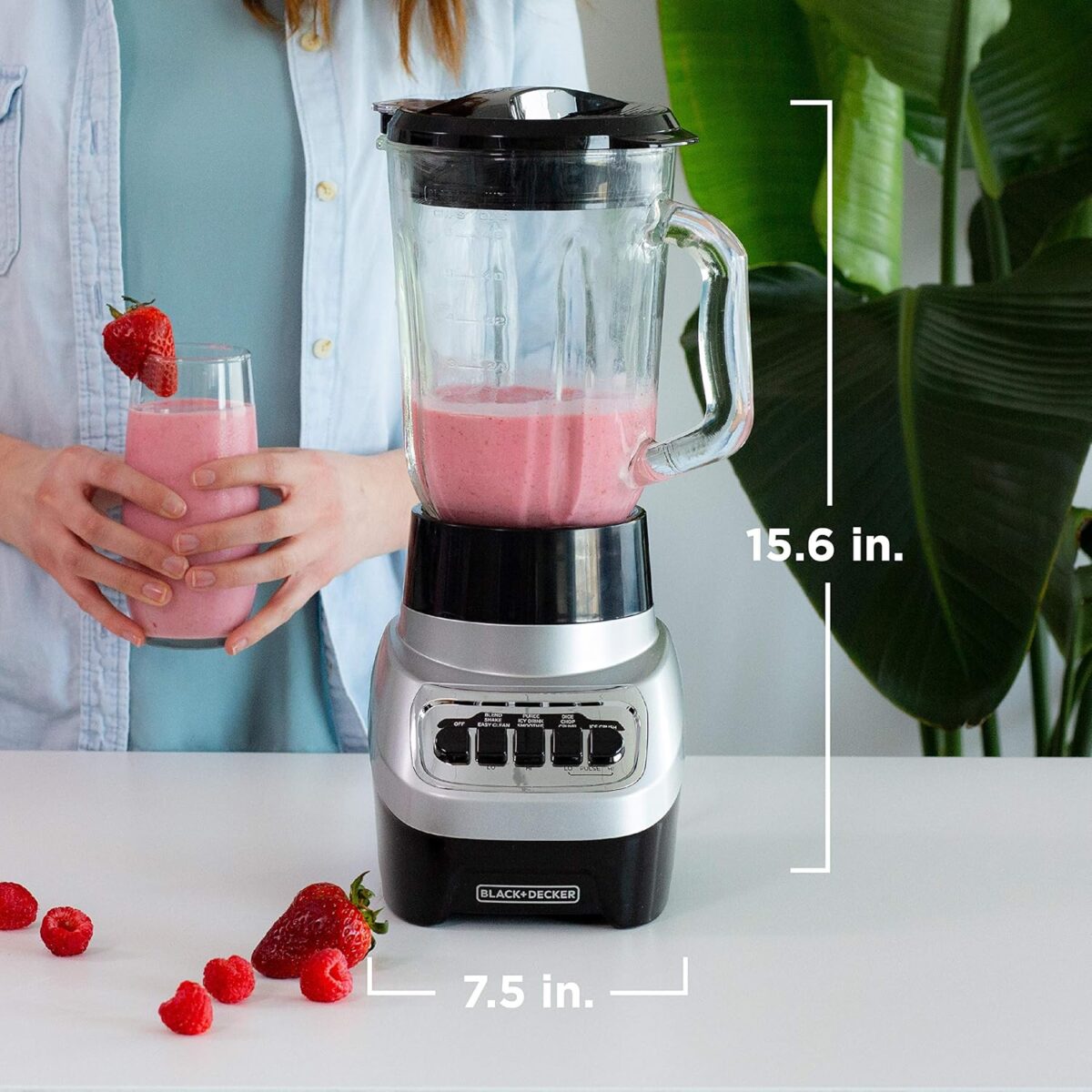 BLACK+DECKER PowerCrush Multi-Function Blender with 6-Cup Glass Jar, 4 Speed Settings, Silver - Image 9