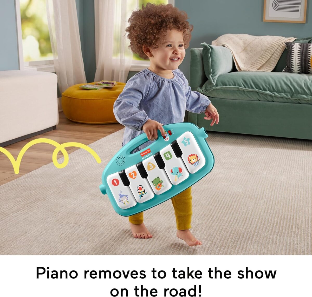 Fisher-Price Baby Playmat Glow and Grow Kick & Play Piano Gym, Blue Musical Learning Toy with Developmental Activities for Newborns 0+ Months - Image 6