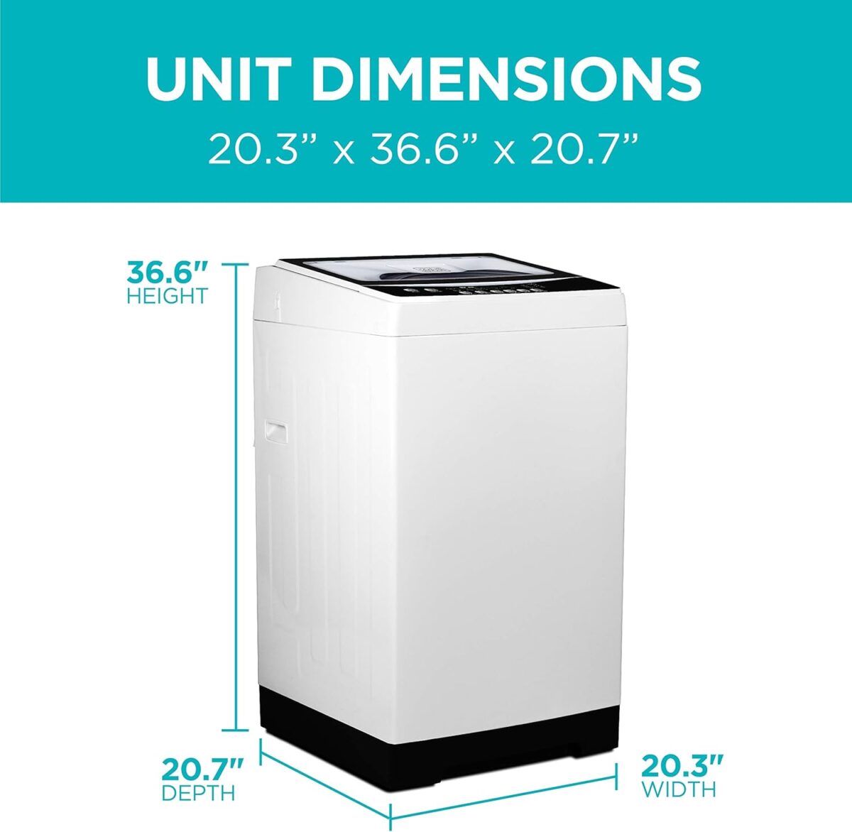 BLACK+DECKER Small Portable Washer, Washing Machine for Household Use, Portable Washer 1.7 cu.Ft with 8 Cycles, Transparent Lid & LED Display - Image 3