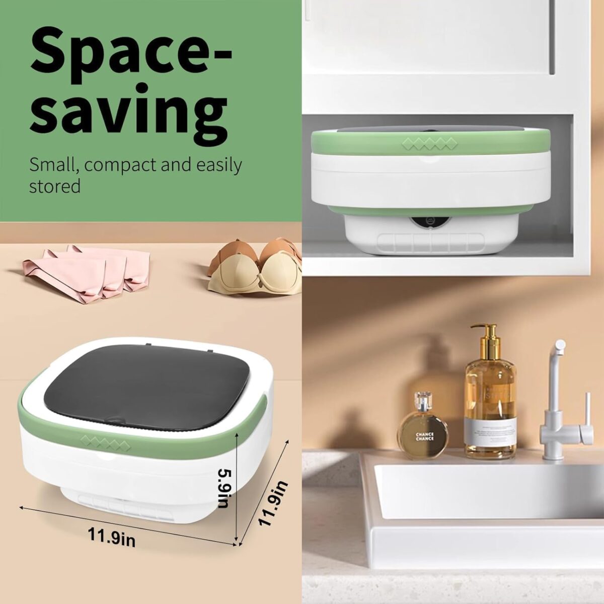 Portable Washing Machine, 16L Upgraded with Spin Basket Laundry Machine, 3 Cleaning Modes Suitable for Small Clothes, Foldable Design Ideal for Hotel, Campain, Apartment and Home - Image 4