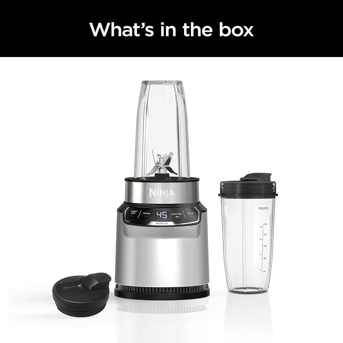 Ninja | Blender | Nutri Pro | Single Serve | For Smoothies, Salsa, Shakes and Frozen Drinks | Includes 2 Smoothie Cups & Lids | Crushes Ice, Fruit & Veggies |Silver | BN401 - Image 9