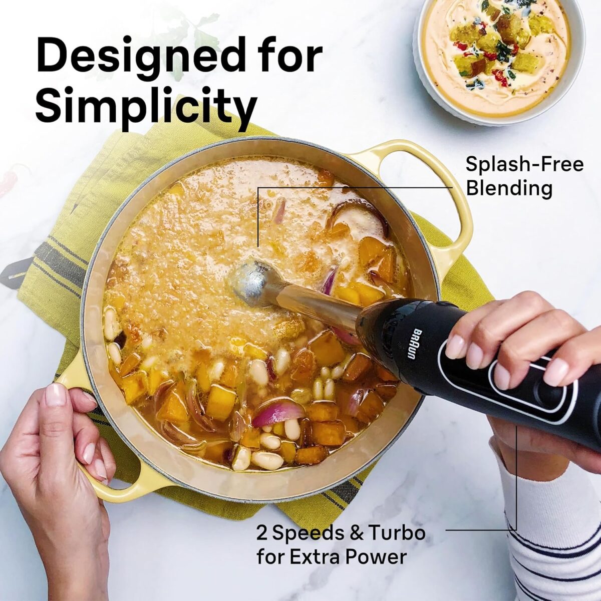 Braun MultiQuick 5 Immersion Hand Blender with Dual Speed + Turbo and Patented Technology, 350W - Includes Beaker and Whisk, Black, MQ505 - Image 5
