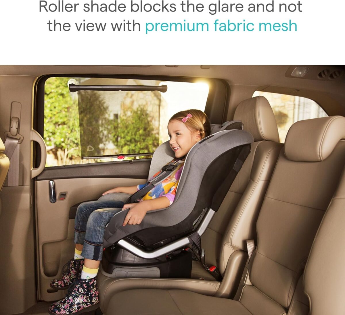 Munchkin Brica Sun Safety Car Window Shade with Heat Alert, Helps Block UVA/UVB Rays, 2 Pack, Black - Image 3