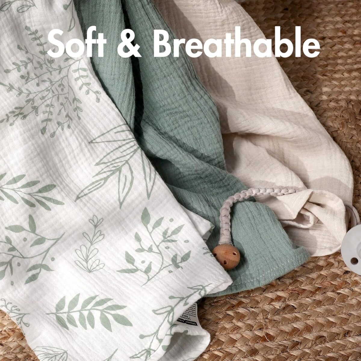Muslin Swaddle Blankets for Newborn, 3 Pack Breathable Soft Receiving Blanket, Large 38 x 40 inches Swaddle Wrap Burping Clothes, Essentials Infant Shower Items, Toddler Gift (Bright Colors) - Image 5
