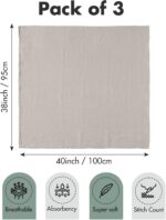 Muslin Swaddle Blankets for Newborn, 3 Pack Breathable Soft Receiving Blanket, Large 38 x 40 inches Swaddle Wrap Burping Clothes, Essentials Infant Shower Items, Toddler Gift (Bright Colors) - Image 6