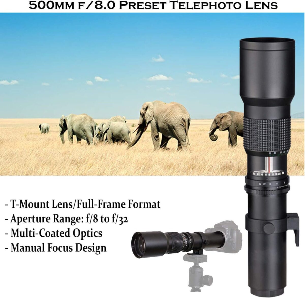 Canon EOS Rebel T7 DSLR Camera with 18-55mm is II Lens + Canon EF 75-300mm f/4-5.6 III Lens and 500mm Preset Lens + 32GB Memory + Filters + Monopod + Professional Bundle (Renewed) - Image 6