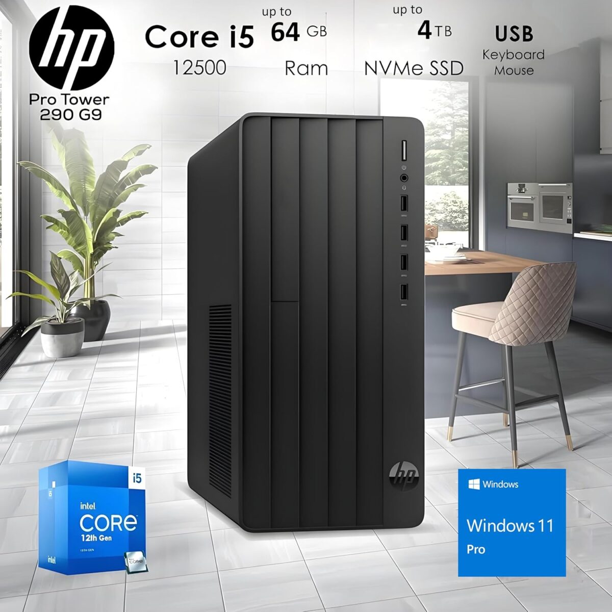 HP Desktop Computers Tower PC for Home Business Student, Intel 6-Core i5-12500 (Beat i7-11700), 32GB DDR4 RAM, 1TB PCIe SSD, WiFi, Bluetooth, RJ-45, Keyboard and Mouse, Windows 11 Pro, Wendbo - Image 4