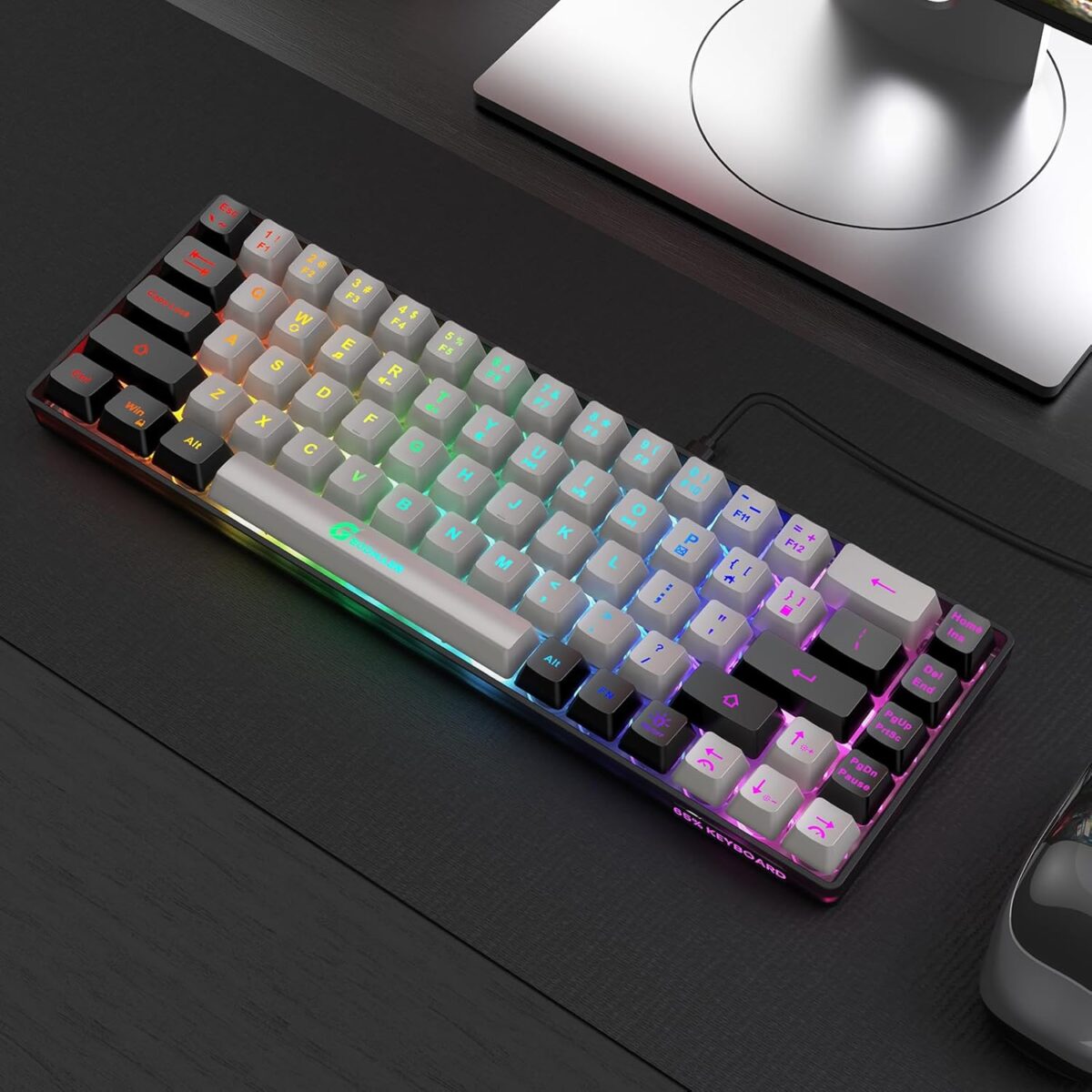 65% Gaming Keyboard, Wired Backlit Mini Keyboard, Ultra-Compact Anti-Ghosting No-Conflict 68 Keys Membrane Gaming Wired Keyboard for PC Laptop Windows Gamer - Image 8