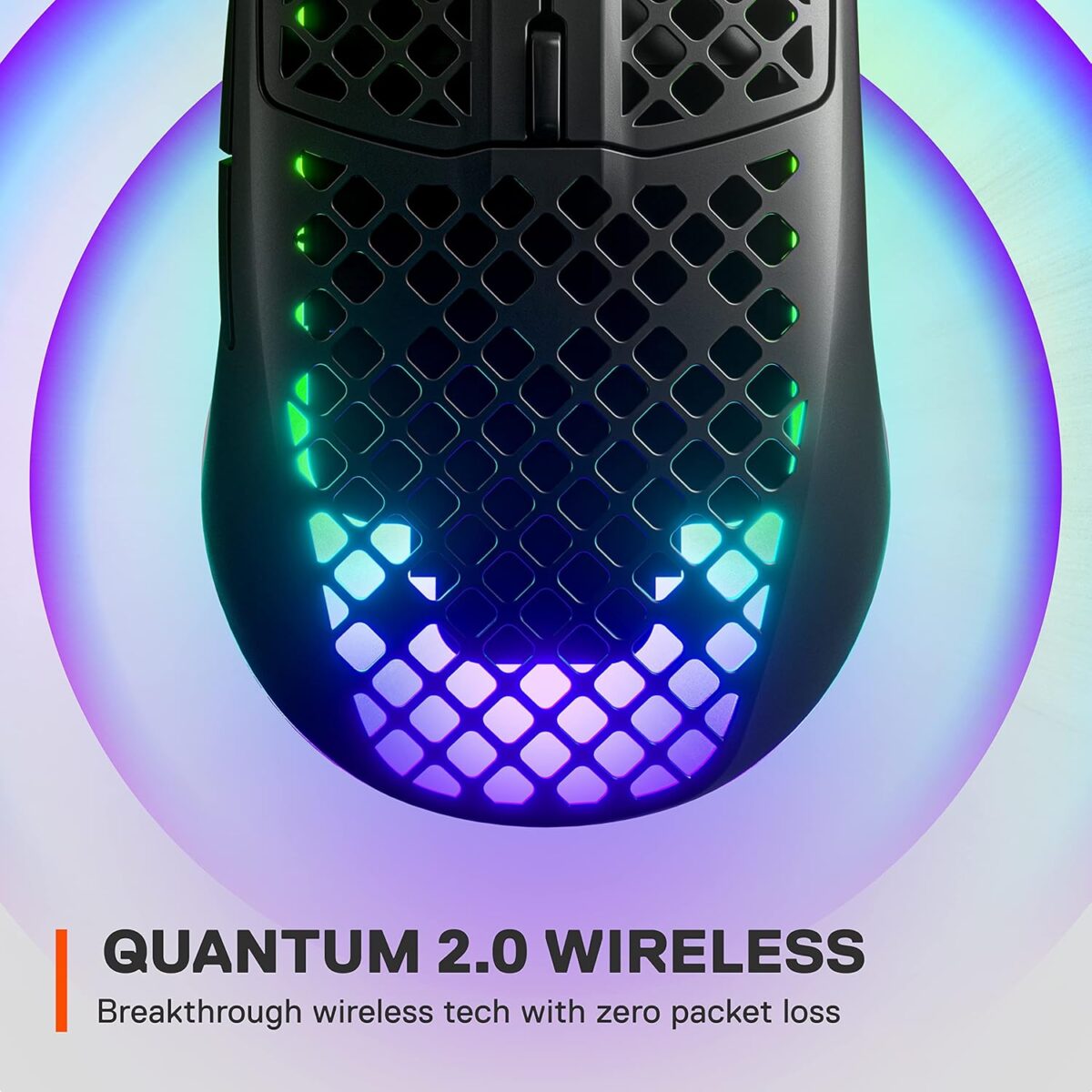 SteelSeries Aerox 3 Wireless - Holey RGB Gaming Mouse - Ultra-lightweight Water Resistant Design - 18K DPI TrueMove Air Optical Sensor- Onyx - Image 9