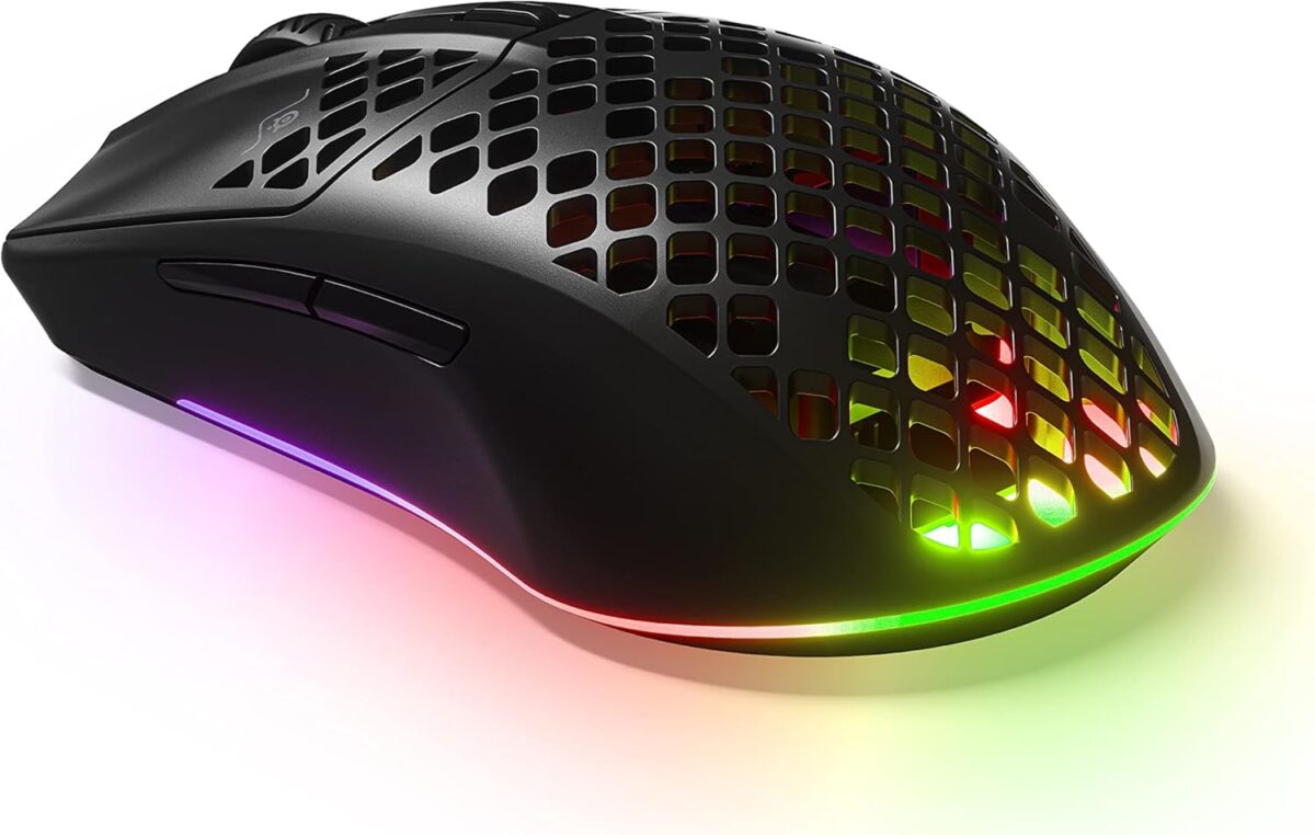 SteelSeries Aerox 3 Wireless - Holey RGB Gaming Mouse - Ultra-lightweight Water Resistant Design - 18K DPI TrueMove Air Optical Sensor- Onyx - Image 10