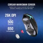 Corsair NIGHTSABRE RGB Wireless Gaming Mouse for FPS, MOBA - 26,000 DPI - 11 Programmable Buttons - Up to 100hrs Battery - iCUE Compatible - Black - Image 5