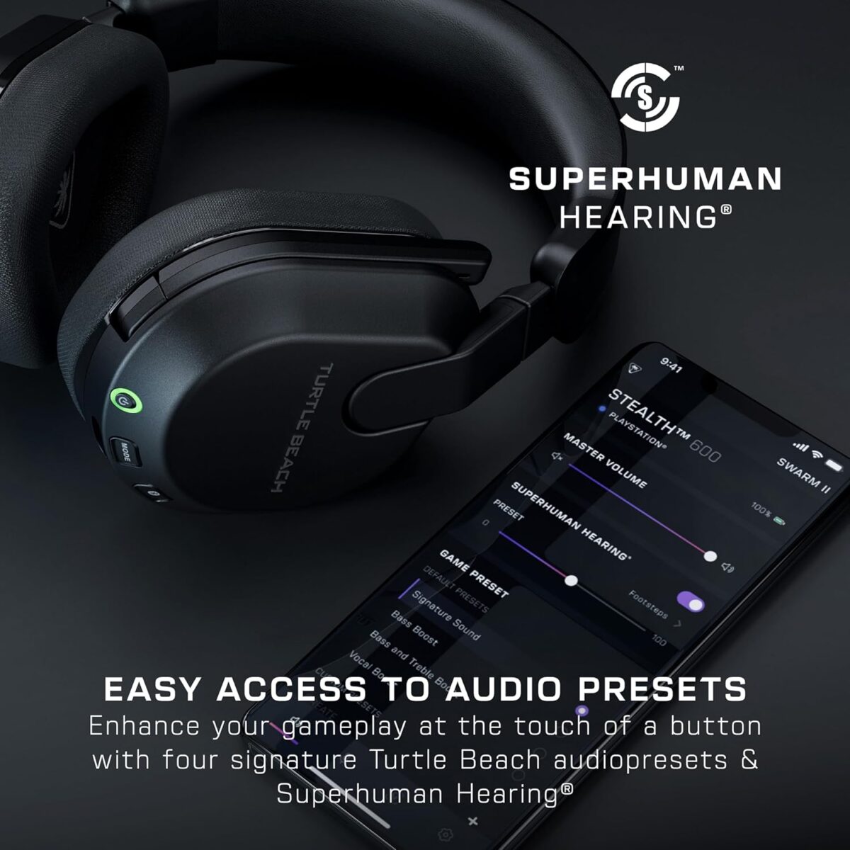 Turtle Beach Stealth 600 Wireless Multiplatform Amplified Gaming Headset for PS5, PS4, PC, & Mobile – Bluetooth, 80-Hr Battery, Noise-Cancelling Flip-to-Mute Mic, 50mm Speakers – Black - Image 10