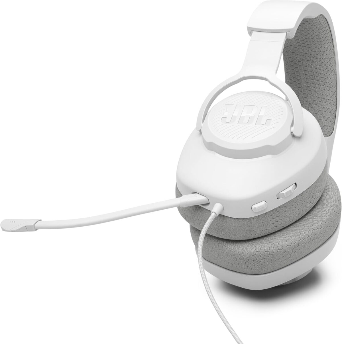 JBL Quantum 100M2 - Wired Over-Ear Gaming Headset with omnidirectional, Detachable mic with Mute Option and Fabric-Covered Memory Foam Ear Cushions, Compatible with All Platforms (White) - Image 7