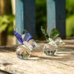 H&D HYALINE & DORA Set 2pcs Butterfly Crystal Figurine Collection Cut Glass Animal Ornament Art Craft Statue with Ball Base Table Wedding Decoration Women Gift - Image 3