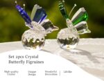 H&D HYALINE & DORA Set 2pcs Butterfly Crystal Figurine Collection Cut Glass Animal Ornament Art Craft Statue with Ball Base Table Wedding Decoration Women Gift - Image 4