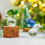 H&D HYALINE & DORA Set 2pcs Butterfly Crystal Figurine Collection Cut Glass Animal Ornament Art Craft Statue with Ball Base Table Wedding Decoration Women Gift - Image 6