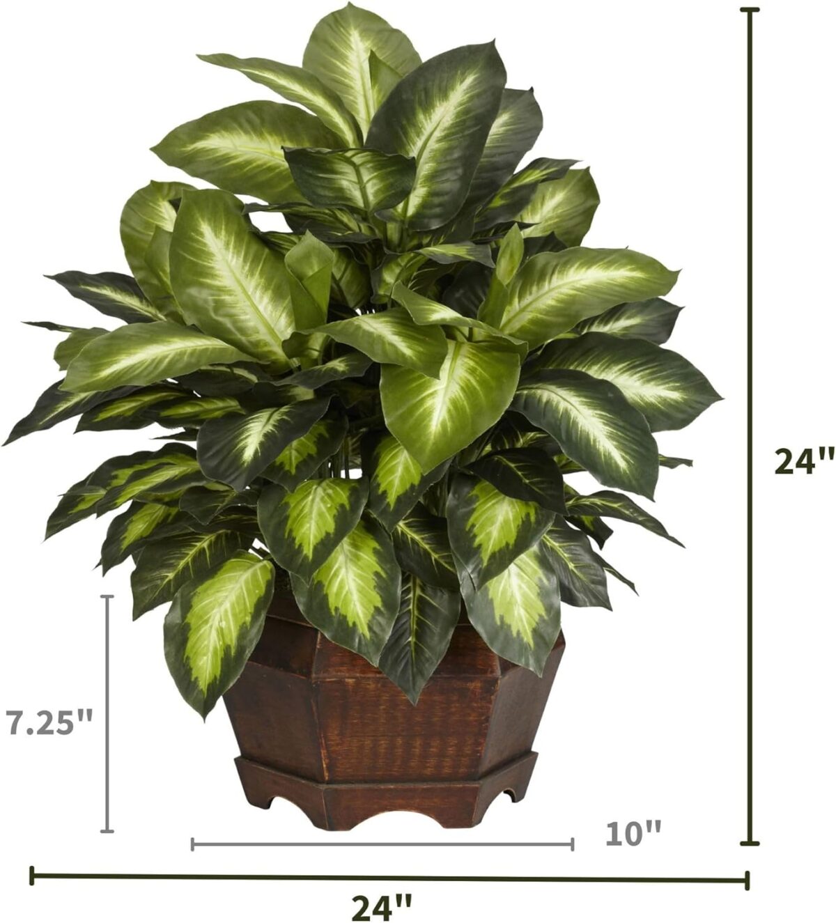 Nearly Natural 6639 24in. Golden Dieffenbachia Silk Plant, Green - Image 3