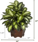 Nearly Natural 6639 24in. Golden Dieffenbachia Silk Plant, Green - Image 3