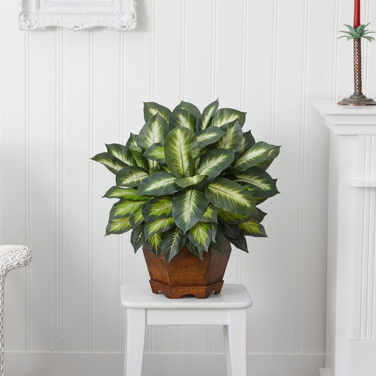 Nearly Natural 6639 24in. Golden Dieffenbachia Silk Plant, Green - Image 8