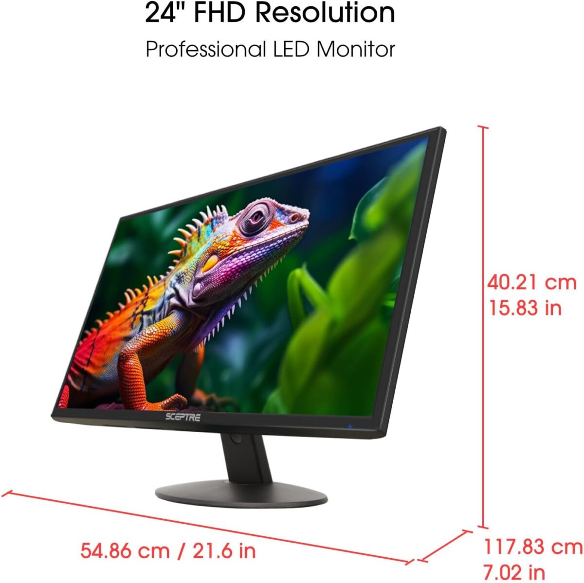 Sceptre 24-inch Professional Thin 1080p LED Monitor 99% sRGB 2x HDMI VGA Build-in Speakers, Machine Black (E248W-19203R Series) - Image 3
